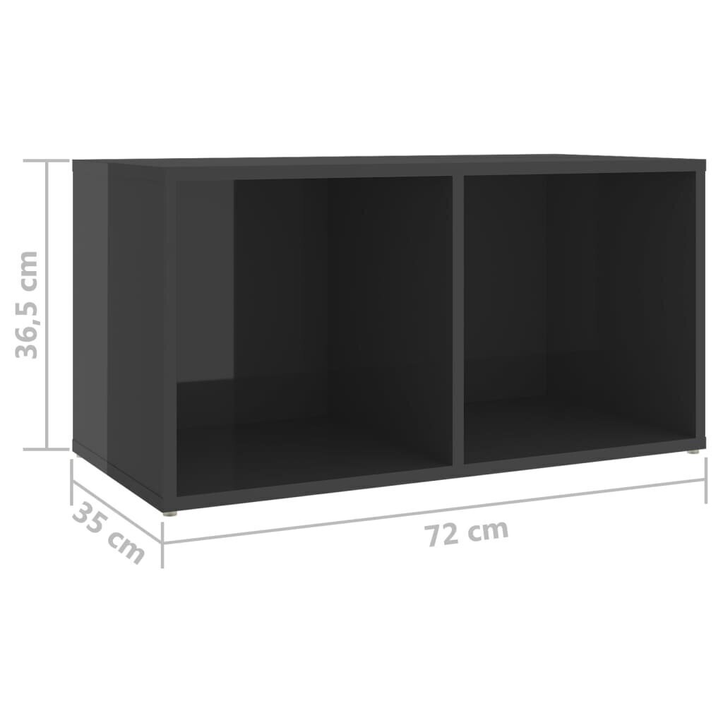 vidaXL TV plaukti, 4 gb., spīdīgi pelēki, 72x35x36,5 cm, skaidu plātne цена и информация | TV galdiņi | 220.lv