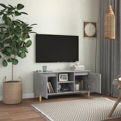 vidaXL TV skapītis ar masīvkoka kājām, betona pelēks, 103,5x35x50 cm цена и информация | Тумбы под телевизор | 220.lv