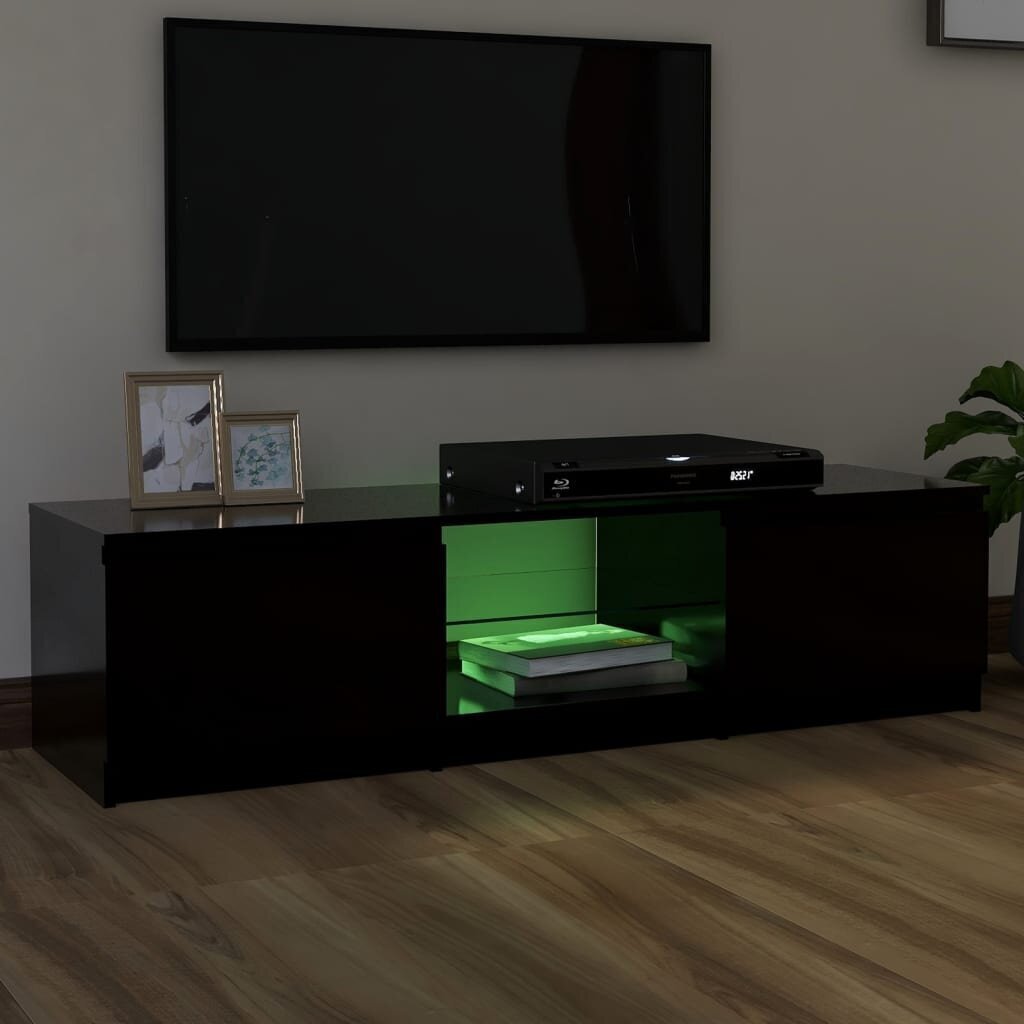vidaXL TV skapītis ar LED lampiņām, melns, 140x40x35,5 cm cena un informācija | TV galdiņi | 220.lv