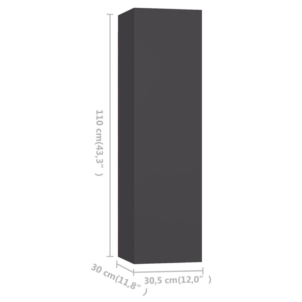 vidaXL TV skapīši, 4 gab., 30,5x30x110 cm, pelēki, skaidu plāksne cena un informācija | TV galdiņi | 220.lv