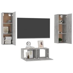 vidaXL 3-daļīgs TV skapīšu komplekts, betona pelēks, skaidu plāksne cena un informācija | TV galdiņi | 220.lv