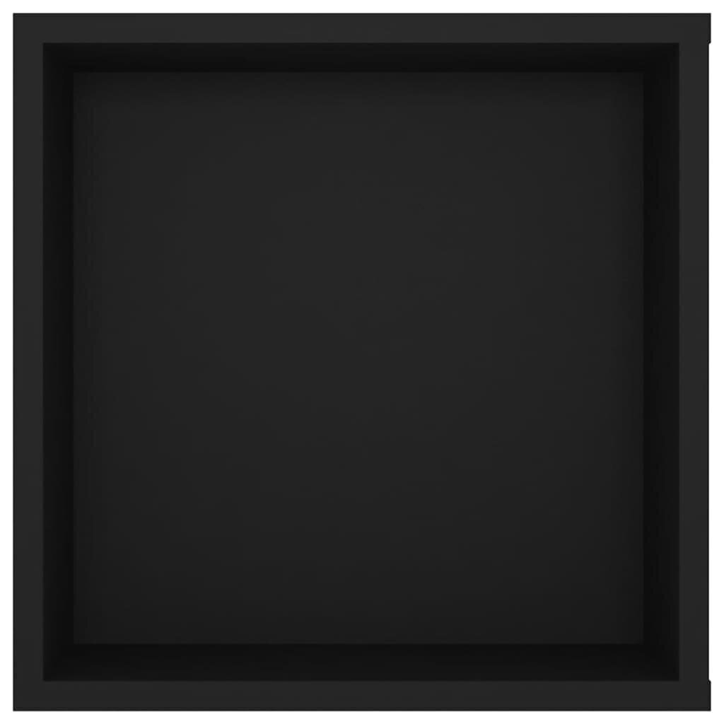 vidaXL sienas TV plaukts, melns, 102x35x35 cm, skaidu plāksne cena un informācija | TV galdiņi | 220.lv