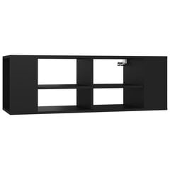 vidaXL sienas TV plaukts, melns, 102x35x35 cm, skaidu plāksne цена и информация | Тумбы под телевизор | 220.lv