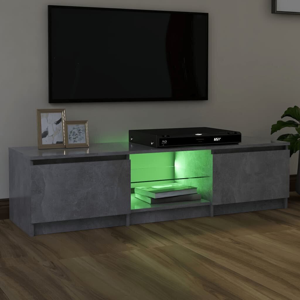 vidaXL TV skapītis ar LED lampiņām, 140x40x35,5 cm, betona pelēks cena un informācija | TV galdiņi | 220.lv