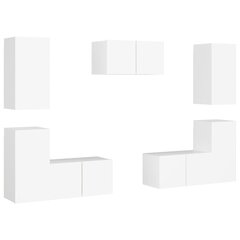 vidaXL 7-daļīgs TV plauktu komplekts, balts, skaidu plāksne cena un informācija | TV galdiņi | 220.lv