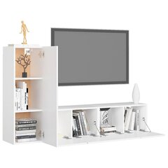vidaXL 3-daļīgs TV plauktu komplekts, balts, skaidu plāksne cena un informācija | TV galdiņi | 220.lv
