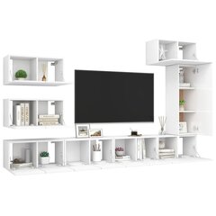 vidaXL 8-daļīgs TV plauktu komplekts, balts, skaidu plāksne cena un informācija | TV galdiņi | 220.lv