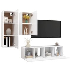 vidaXL 4-daļīgs TV plauktu komplekts, balts, skaidu plāksne cena un informācija | TV galdiņi | 220.lv