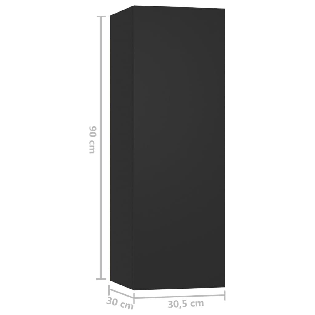 vidaXL 3-daļīgs TV plauktu komplekts, melns, skaidu plāksne cena un informācija | TV galdiņi | 220.lv