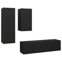 vidaXL 4-daļīgs TV plauktu komplekts, melns, skaidu plāksne cena un informācija | TV galdiņi | 220.lv