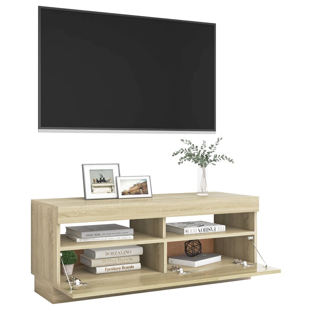 vidaXL TV galdiņš ar LED lampiņām, ozolkoka krāsa, 100x35x40 cm цена и информация | TV galdiņi | 220.lv