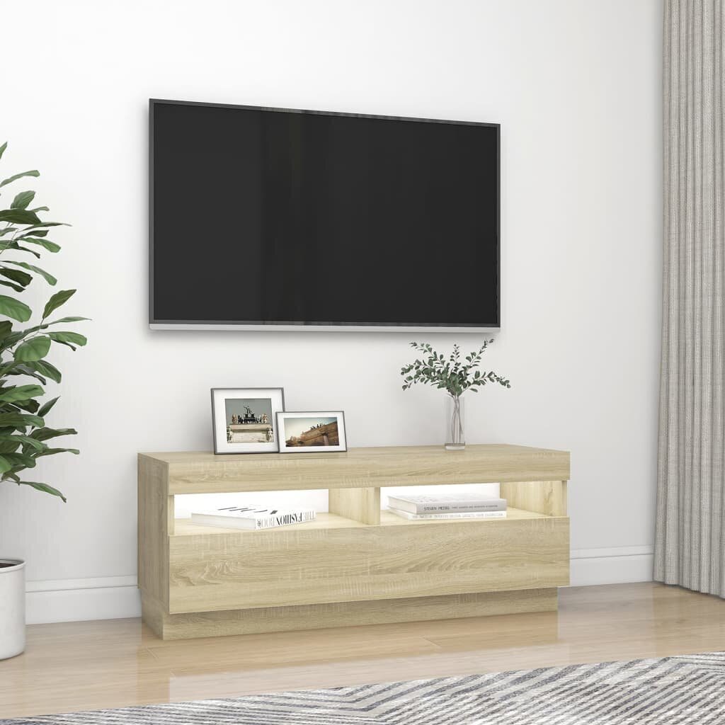 vidaXL TV galdiņš ar LED lampiņām, ozolkoka krāsa, 100x35x40 cm цена и информация | TV galdiņi | 220.lv