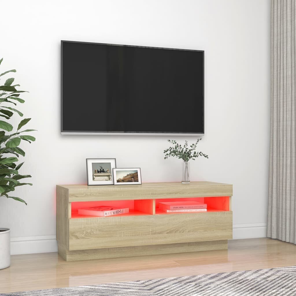 vidaXL TV galdiņš ar LED lampiņām, ozolkoka krāsa, 100x35x40 cm цена и информация | TV galdiņi | 220.lv