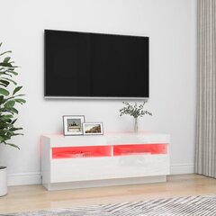 vidaXL TV galdiņš ar LED lampiņām, 100x35x40 cm, spīdīgi balts cena un informācija | TV galdiņi | 220.lv