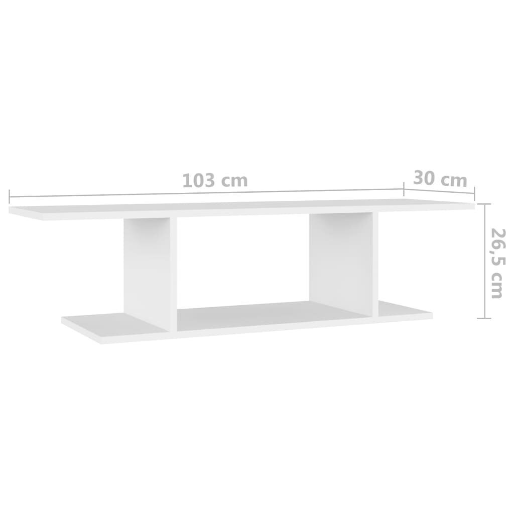 vidaXL sienas TV plaukts, balts, 103x30x26,5 cm цена и информация | TV galdiņi | 220.lv