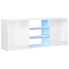 vidaXL TV galdiņš ar LED lampiņām, spīdīgi balts, 120x30x50 cm цена и информация | Тумбы под телевизор | 220.lv