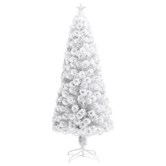 vidaXL mākslīgā Ziemassvētku egle, LED, balta, 180 cm, optiskā šķiedra цена и информация | Искусственные елки | 220.lv