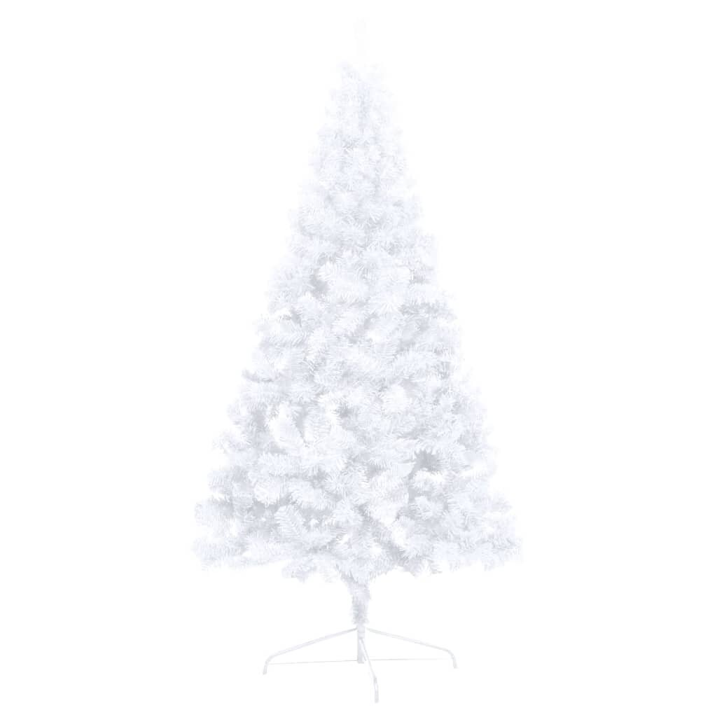 vidaXL mākslīgā Ziemassvētku egle ar LED, rotājumiem, pusapaļa, 120 cm cena un informācija | Mākslīgās egles, vainagi, statīvi | 220.lv