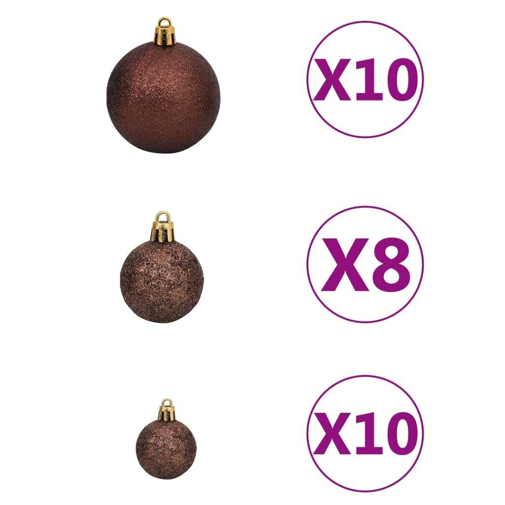 vidaXL mākslīgā Ziemassvētku egle, LED, čiekuri un bumbiņas, 210 cm cena un informācija | Mākslīgās egles, vainagi, statīvi | 220.lv