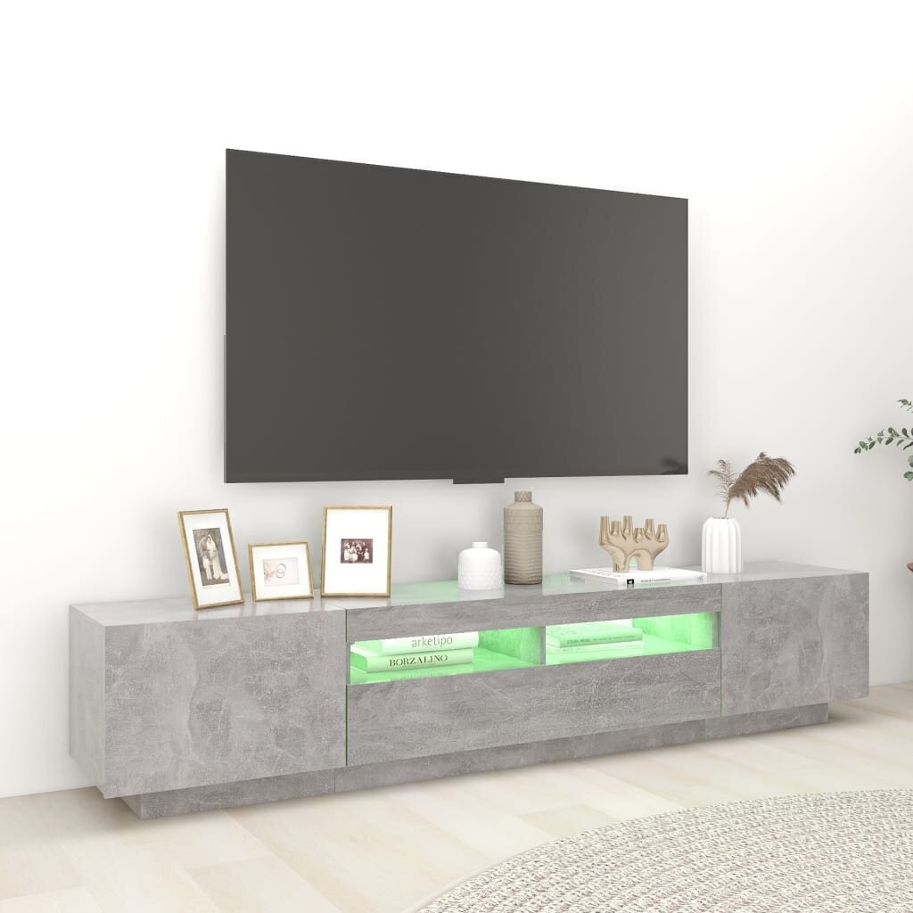 vidaXL TV skapītis ar LED lampiņām, 200x35x40 cm, betona pelēks cena un informācija | TV galdiņi | 220.lv