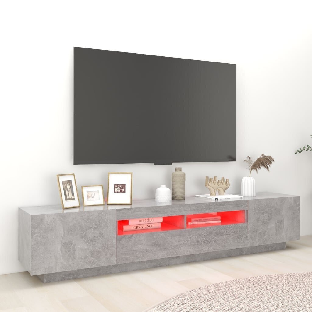 vidaXL TV skapītis ar LED lampiņām, 200x35x40 cm, betona pelēks cena un informācija | TV galdiņi | 220.lv