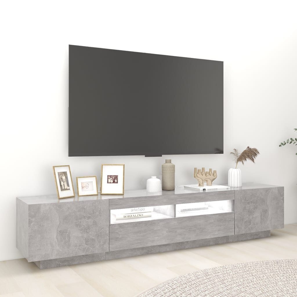 vidaXL TV skapītis ar LED lampiņām, 200x35x40 cm, betona pelēks cena un informācija | TV galdiņi | 220.lv