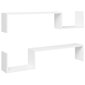 vidaXL sienas plaukti, 2 gab., 100x15x20 cm, balti, skaidu plāksne cena un informācija | Plaukti | 220.lv