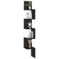 vidaXL sienas stūra plaukts, melns, 20x20x127,5 cm, skaidu plāksne cena un informācija | Plaukti | 220.lv