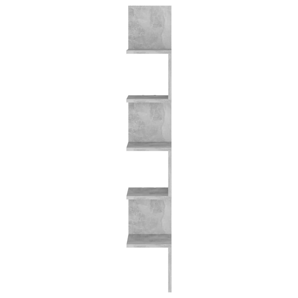 vidaXL sienas stūra plaukts, betonpelēks, 20x20x127,5cm, skaidu plātne cena un informācija | Plaukti | 220.lv