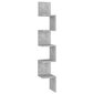 vidaXL sienas stūra plaukts, betonpelēks, 20x20x127,5cm, skaidu plātne цена и информация | Plaukti | 220.lv