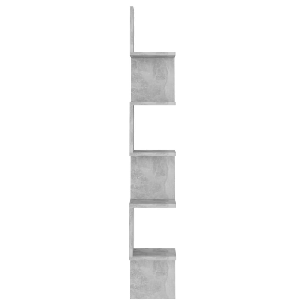 vidaXL sienas stūra plaukts, betonpelēks, 20x20x127,5cm, skaidu plātne cena un informācija | Plaukti | 220.lv