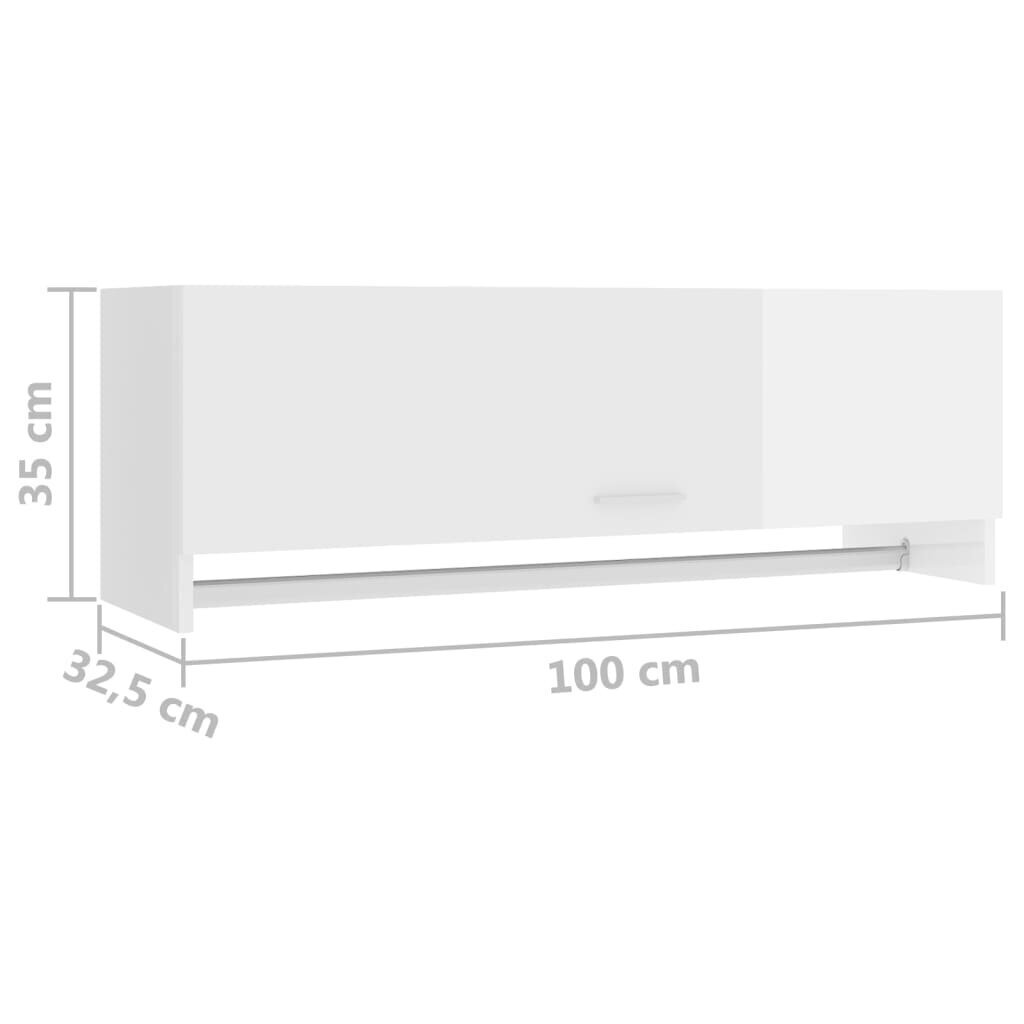 vidaXL skapis, spīdīgi balts, 100x32,5x35 cm, skaidu plāksne cena un informācija | Skapji | 220.lv