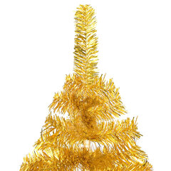 vidaXL mākslīgā Ziemassvētku egle ar LED un bumbiņām, zeltaina, 120 cm cena un informācija | Mākslīgās egles, vainagi, statīvi | 220.lv
