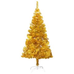 vidaXL mākslīgā Ziemassvētku egle ar LED un bumbiņām, zeltaina, 150 cm цена и информация | Искусственные елки | 220.lv