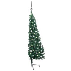 vidaXL mākslīgā Ziemassvētku egle, LED un bumbiņas, pusapaļa, 210 cm цена и информация | Искусственные елки | 220.lv