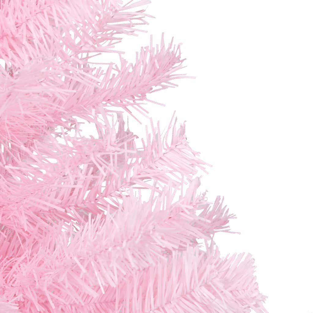 vidaXL mākslīgā Ziemassvētku egle ar LED un bumbiņām, 240 cm, rozā cena un informācija | Mākslīgās egles, vainagi, statīvi | 220.lv