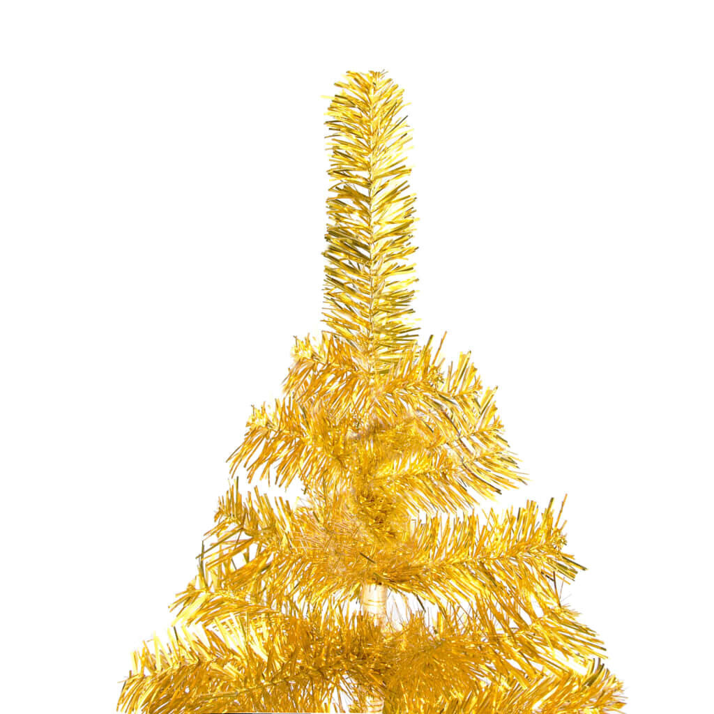 vidaXL mākslīgā Ziemassvētku egle ar LED un bumbiņām, zeltaina, 210 cm cena un informācija | Mākslīgās egles, vainagi, statīvi | 220.lv
