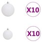 vidaXL mākslīgā Ziemassvētku egle ar LED un bumbiņām, 210 cm, balta cena un informācija | Mākslīgās egles, vainagi, statīvi | 220.lv