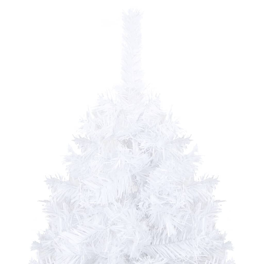 vidaXL mākslīgā Ziemassvētku egle ar LED un bumbiņām, 210 cm, balta cena un informācija | Mākslīgās egles, vainagi, statīvi | 220.lv