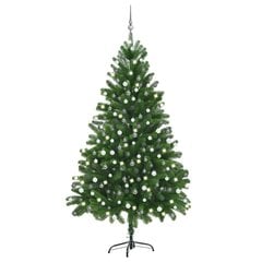 vidaXL mākslīgā Ziemassvētku egle ar LED un rotājumiem, 210 cm, zaļa цена и информация | Искусственные елки | 220.lv