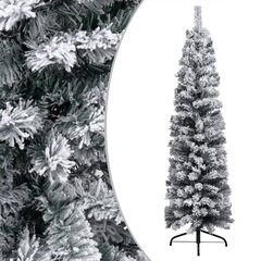 vidaXL mākslīgā Ziemassvētku egle ar LED un sniegu, zaļa, 150 cm, PVC cena un informācija | Mākslīgās egles, vainagi, statīvi | 220.lv