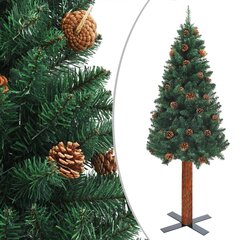 vidaXL Ziemassvētku egle, dabīgs koks un sniegs, zaļa, 180 cm, LED cena un informācija | Mākslīgās egles, vainagi, statīvi | 220.lv