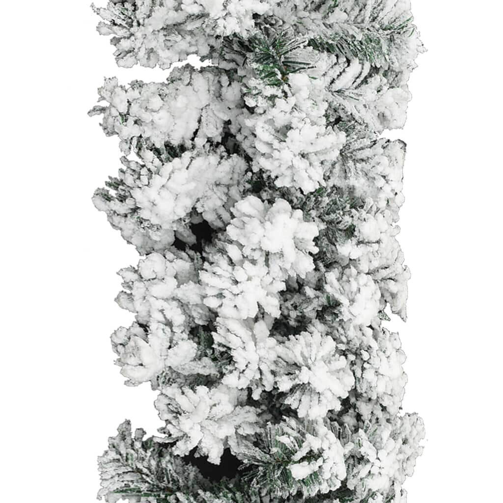 vidaXL Ziemassvētku vītne ar LED un sniegu, 5 m, PVC, zaļa цена и информация | Mākslīgās egles, vainagi, statīvi | 220.lv