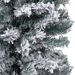 vidaXL šaura Ziemassvētku egle ar LED un bumbiņām, 120 cm, zaļa цена и информация | Искусственные елки | 220.lv