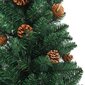vidaXL šaura Ziemassvētku egle ar LED un rotājumiem, zaļa, 180 cm cena un informācija | Mākslīgās egles, vainagi, statīvi | 220.lv
