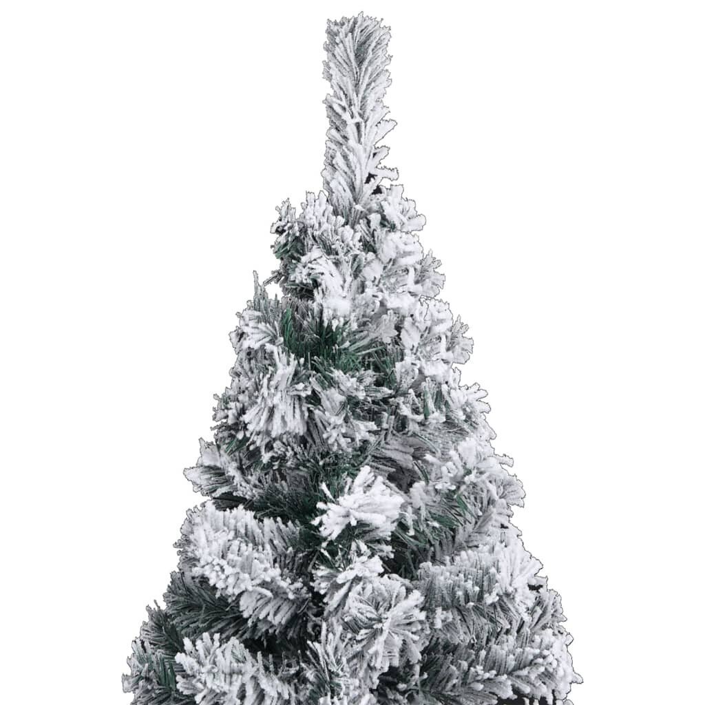 vidaXL mākslīgā Ziemassvētku egle, LED un sniegs, šaura, zaļa, 120 cm цена и информация | Mākslīgās egles, vainagi, statīvi | 220.lv