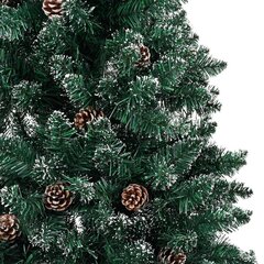 vidaXL Ziemassvētku egle ar LED un rotājumiem, šaura, zaļa, 150 cm cena un informācija | Mākslīgās egles, vainagi, statīvi | 220.lv