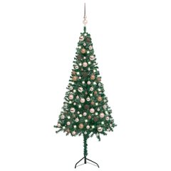 vidaXL mākslīgā Ziemassvētku egle ar LED un rotājumiem, stūra, 120 cm цена и информация | Искусственные елки | 220.lv