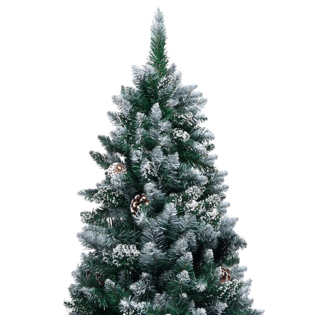 vidaXL mākslīgā Ziemassvētku egle, LED, bumbiņas un čiekuri, 210 cm cena un informācija | Mākslīgās egles, vainagi, statīvi | 220.lv