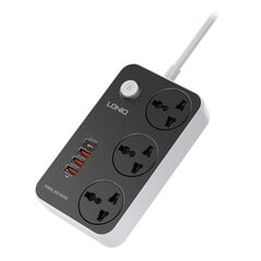 Ldnio Power Socket / сетевой фильтр / удлинитель с розетками 3x USB A Q.C 3.0, 1x USB C PD, 3A, 3x250V 10A 2500W цена и информация | Удлинители | 220.lv